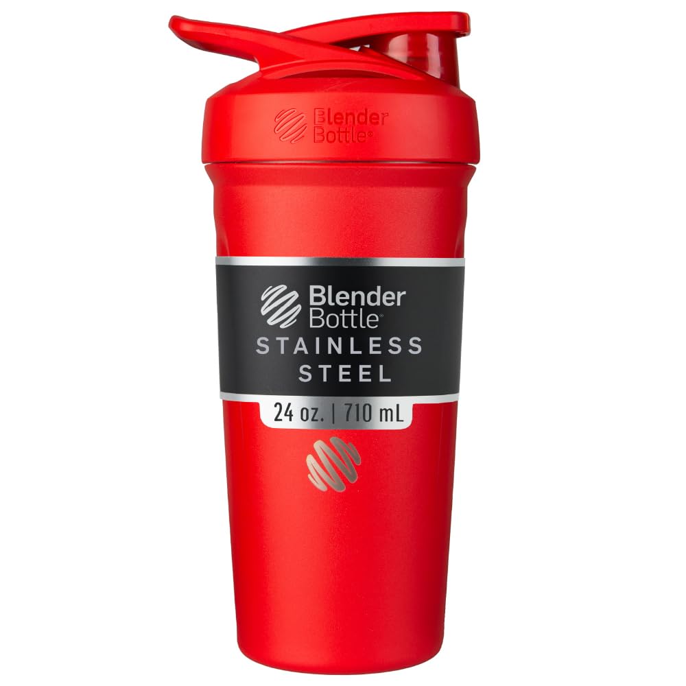 Buy now BlenderBottle Strada Shaker Cup Insulated Stainless Steel Water Bottle with Wire Whisk, 24-Ounce, Black at indiglob india