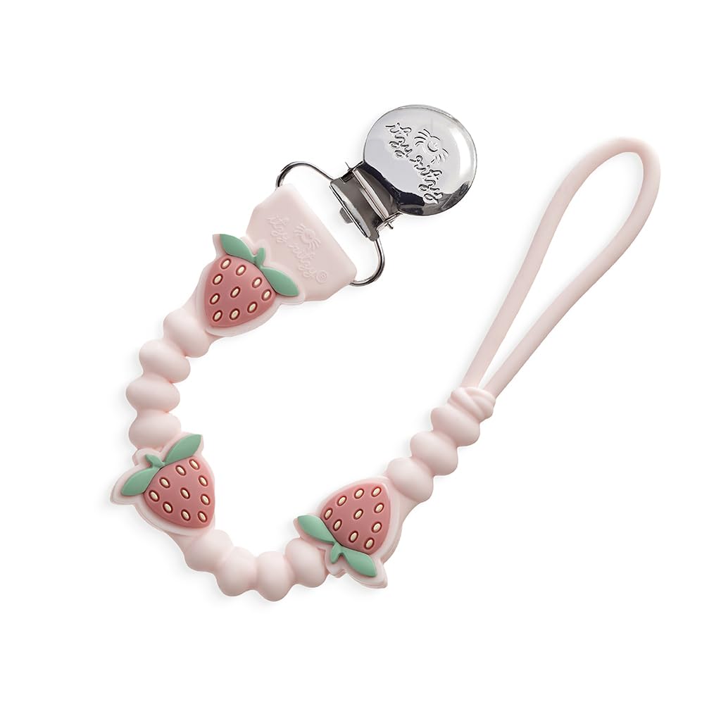 Itzy Ritzy Silicone Pacifier Clip, Baby Pacifier Holder Clip (Strawberry)