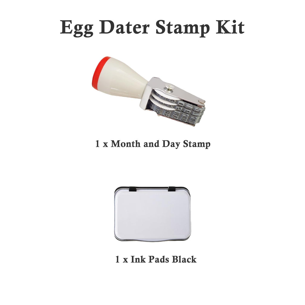 Egg Date Stamp Kit with Ink Pad, Month and Day Stamper for Farm Fresh Eggs Chicken Duck Turkey Goose Poultry Eggs