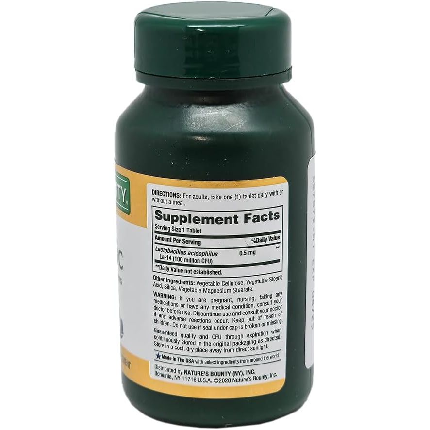 Buy now Nature's Bounty Probiotic Acidophilus Tablets, 120 tablets at indiglob india