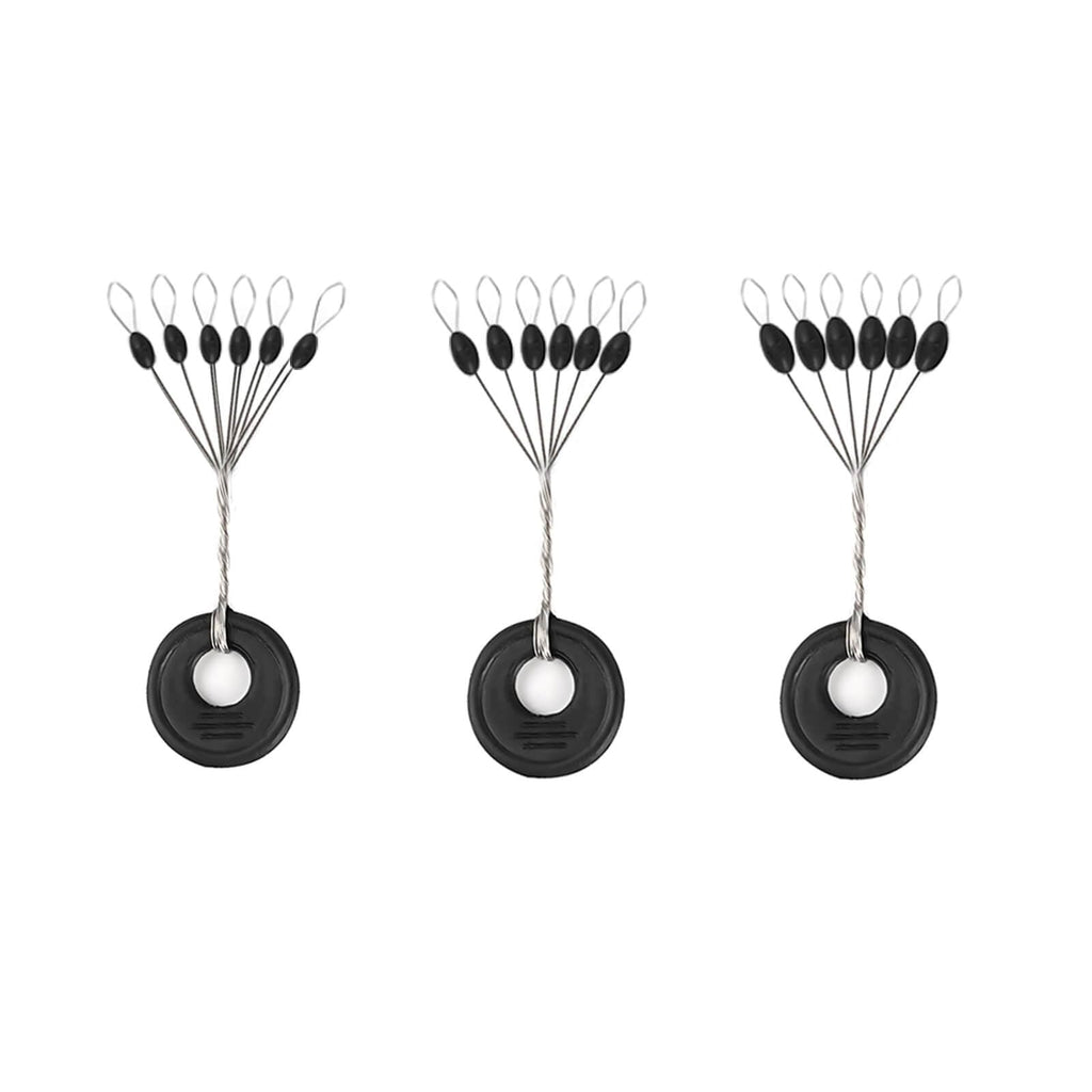 Lavie&Camus 720PCS Fishing Bobber Stopper, Oval Floats Sinker Stops, 6 in 1 Black Rubber Bobber Stops, L M S Size Float Stop Kit