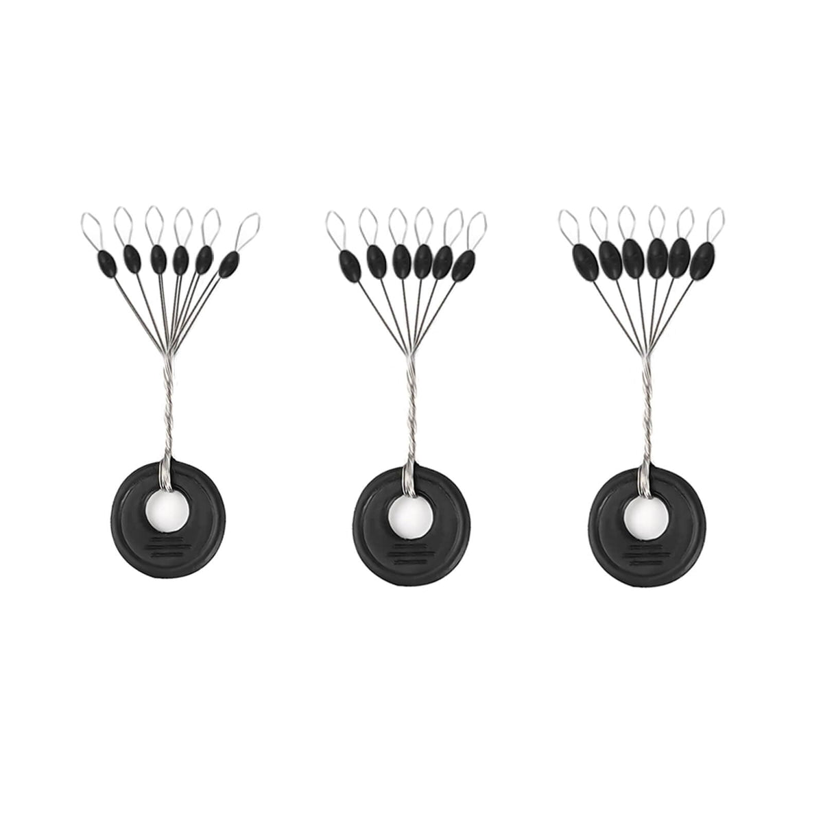 Lavie&Camus 720PCS Fishing Bobber Stopper, Oval Floats Sinker Stops, 6 in 1 Black Rubber Bobber Stops, L M S Size Float Stop Kit
