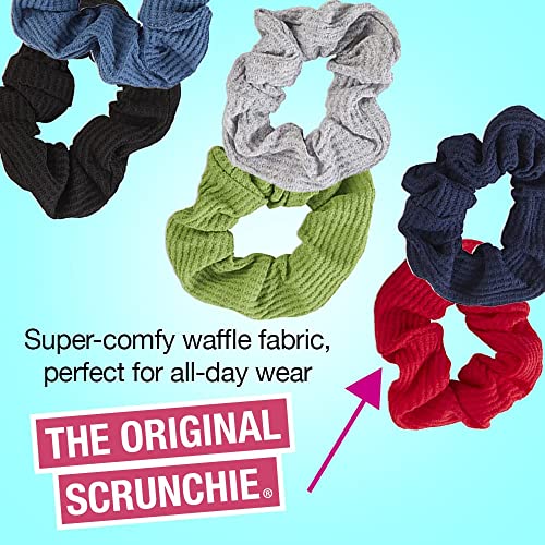 Buy now Scunci by Conair The Original Scrunchie Waffle Knit Scrunchies in Navy, White, Red, Blue, Grey and Black, Hair Ties for Women, 6 Count at indiglob india
