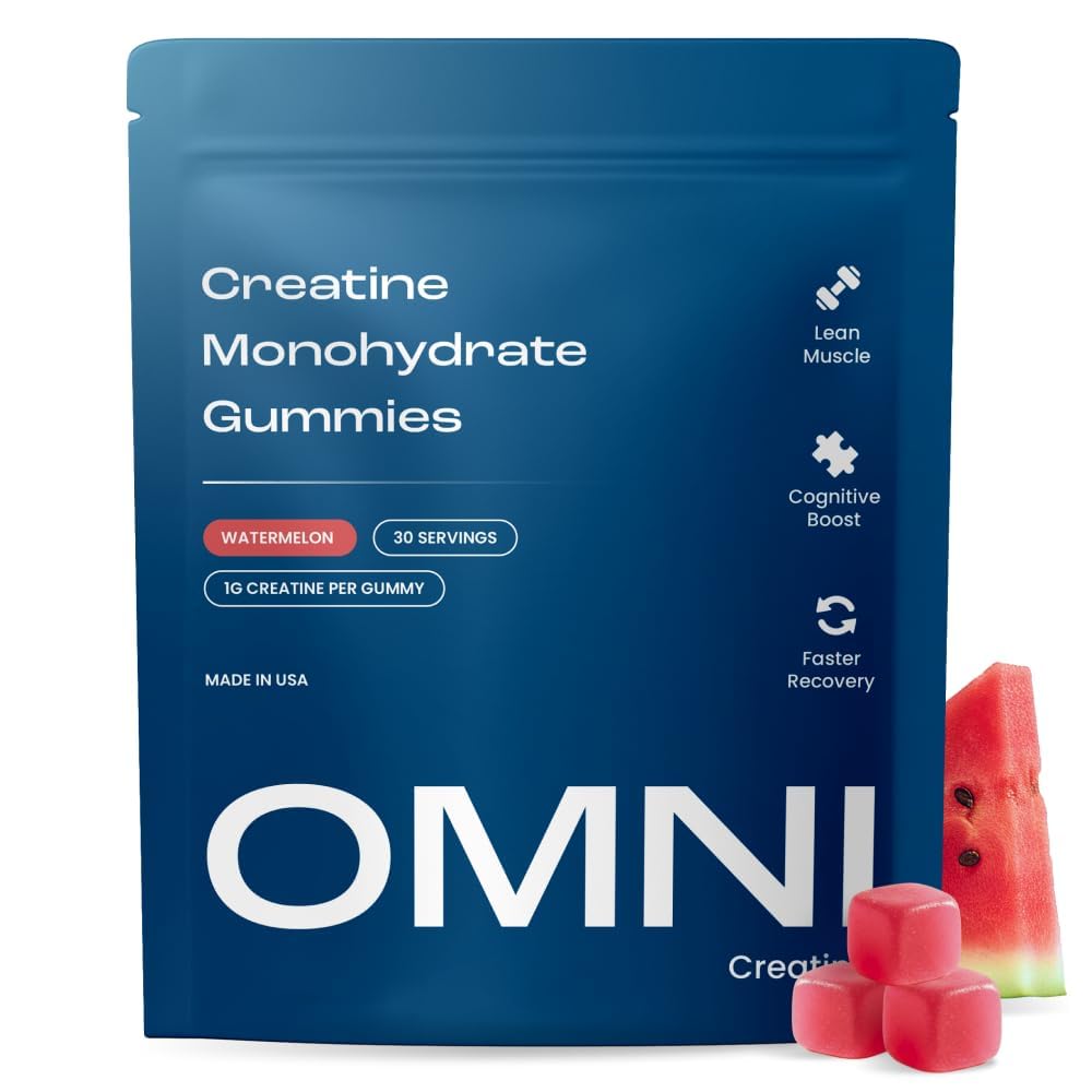 Creatine Monohydrate Gummies - Supports Muscle Growth, Recovery & Brain Function - Convenient & Easy to Take - Great Tasting Peach Flavor - 1g per Gummy, Low Sugar - 90 Count