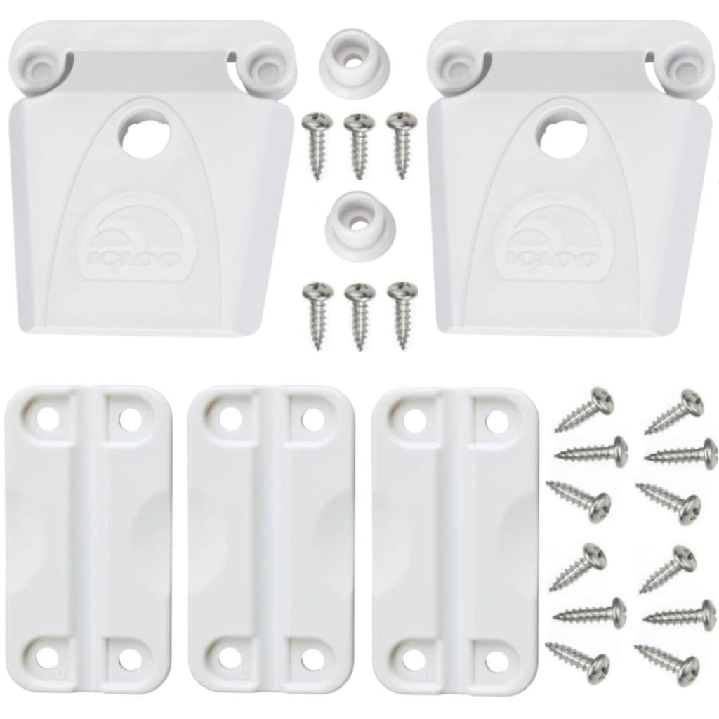 Igloo Cooler Plastic Parts Kit - Made in The USA - 2 Latches, 3 Hinges, Latch Post & Screws