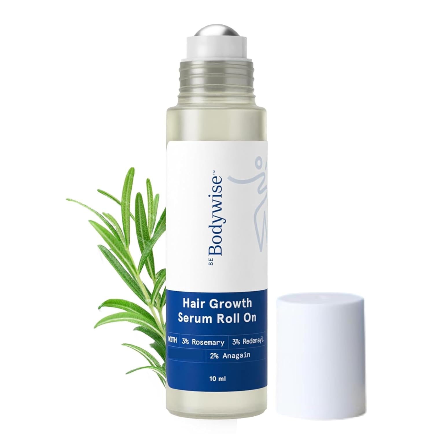 Be Bodywise Hair Growth Serum Roll On - 5% Saw Palmetto, 3% Rosemary Oil for Hair Growth, 3% Fenugreek,1% Caffeine Herbasome | Serum for Hair Loss & Hair Regrowth For Men & Women 25ml/0.84 fl oz
