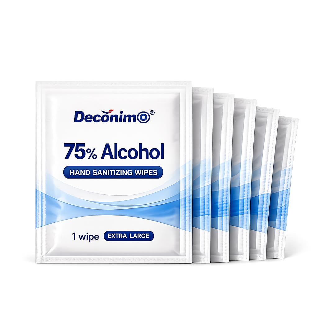 Extra Large 75% Alcohol Wipes, 100 Individually Wrapped 6 x 8 Inch Sanitizing Wipes