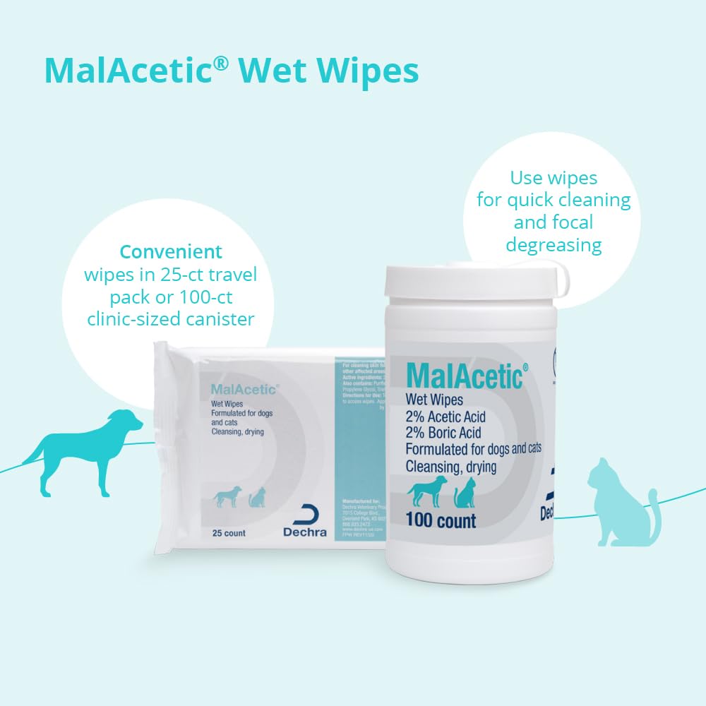 MalAcetic Wet Wipes for Dogs and Cats 100 Count