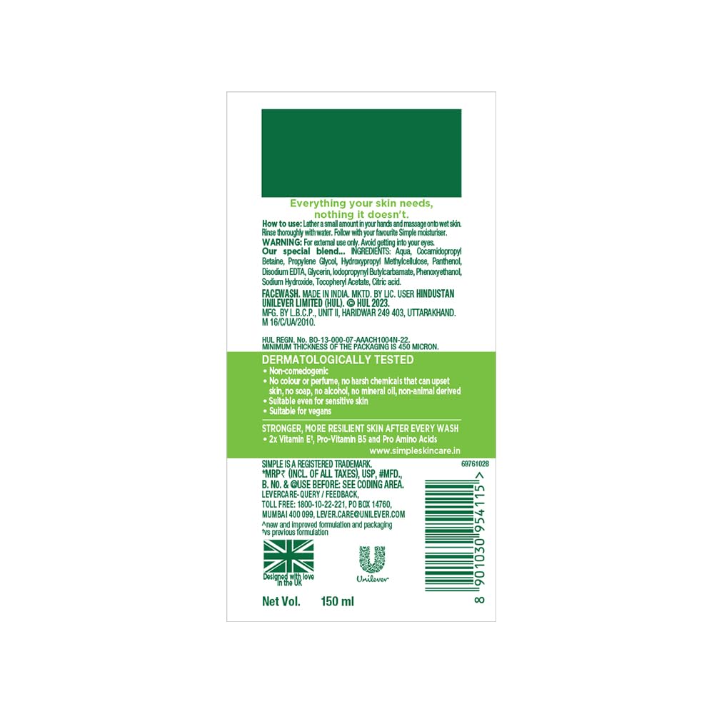 Buy now Simple Kind to Skin Refreshing Facial Wash Gel ,150 ml (5 Ounce) at indiglob india