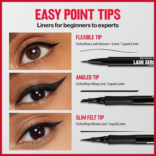Buy now REVLON ColorStay Lash Serum + Liner, Waterproof Eyeliner, Healthier Looking Eyelashes, Smudge-Resistant Flexible Brush Tip, 001 Blackest Black at indiglob india