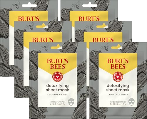 Buy now Burt's Bees Detoxifying Charcoal Facial Sheet Mask, Single Use Face Mask, 1 Count, Pack of 4 (Package May Vary) at indiglob india