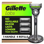 Buy now GilletteLabs with Exfoliating Bar by Gillette Razor for Men - 1 Handle, 4 Razor Blade Refills, Includes Premium Magnetic Stand at indiglob india