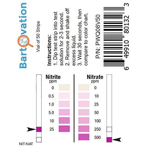 Buy now Nitrite 0-25 ppm, Nitrate 0-500 ppm Two Pad Test Strip [Vial of 50 Strips] at indiglob india