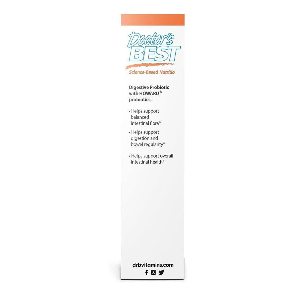Buy now Doctors Best Digestive Probiotic 20 Billion CFU with Howaru, Supports Digestive & Intestinal Health, Non-GMO, Gluten Free, Vegan 30 Veggie Caps at indiglob india