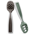 Buy now NumNum Baby Spoons Set, Baby Essentials Pre-Spoon GOOtensils for 6+ Months, First Stage Self-Feeding Spoons for Baby Led Weaning (BLW), Silicone Toddler Utensils, BPA-Free, 2 Pack Gray/Green 11 - Gray Green 2 Spoons at indiglob india