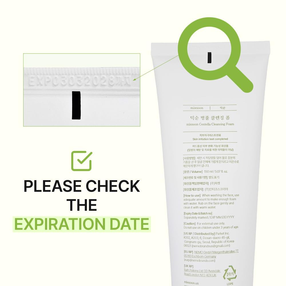 mixsoon Centella Cleansing Foam Face Wash with Cica, Low pH Cleansing and Soothing for Face, Hydrating Formula 150ml / 5.07 fl. oz. Korean Glass Skin Care