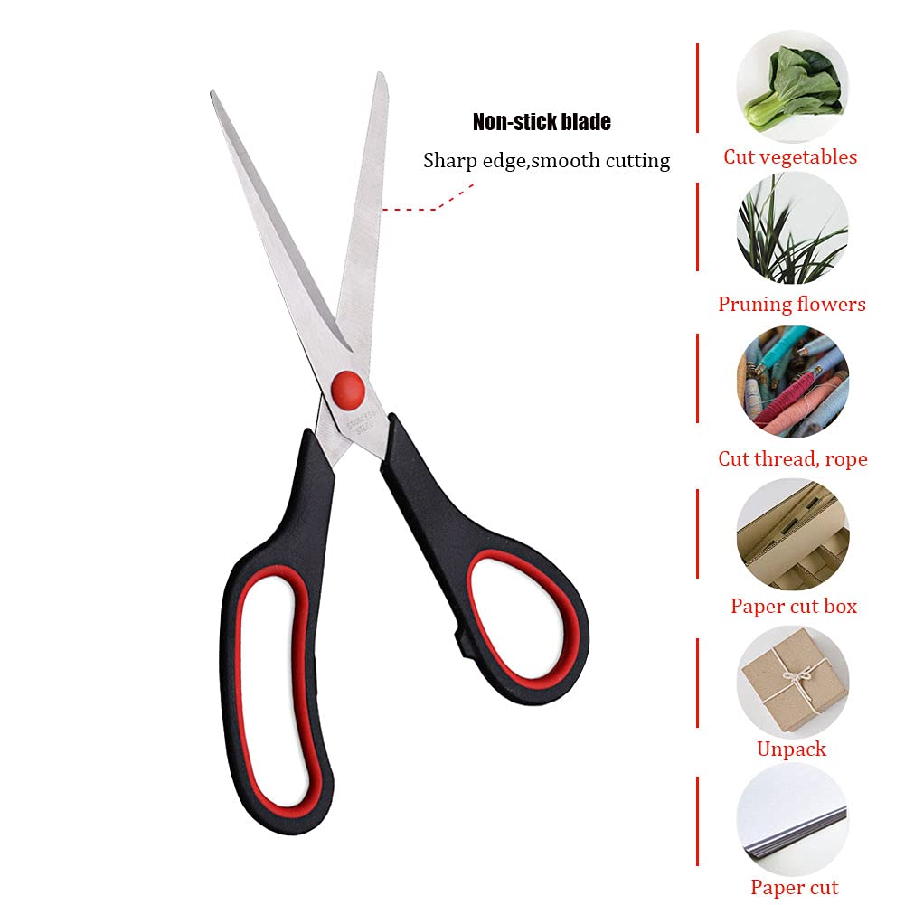 Scissors, Multipurpose office Scissors,8.5 Inch Ultra Sharp Shears, Comfort-Grip Handles Household scissors，Sturdy Sharp Craft Supplies - Pack of 5, Right/Left Hande