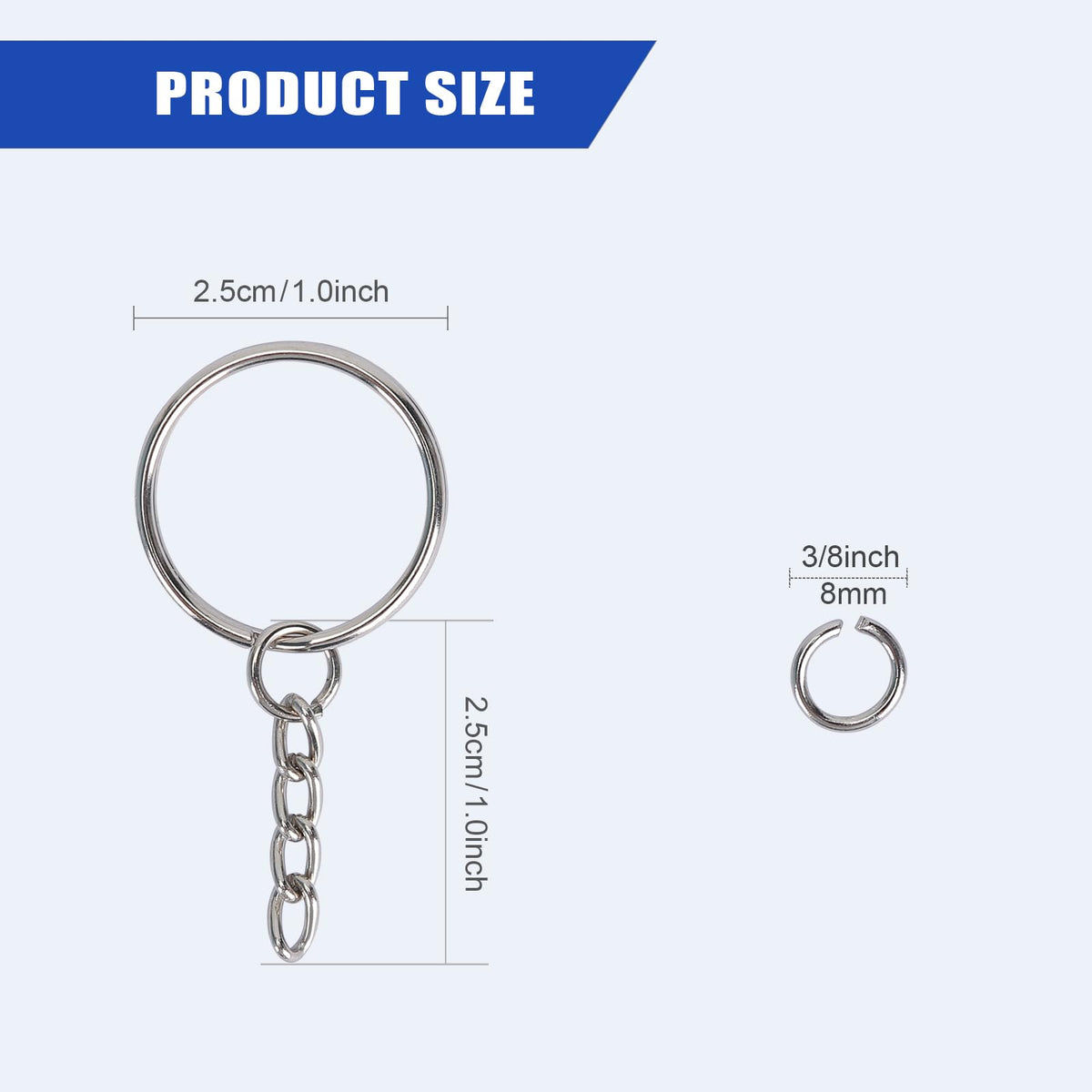 120PCS Keychain Making Supplies, 60PCS Key Chain Rings with Chain and 60PCS Jump Rings, Keychains Bulk Rings Making Kit for Crafts