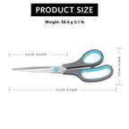 Asdirne 8.5" Scissors, Stainless Steel Blades, Soft Grip Handle, Suitable for Households,Offices and Schools, All Purpose, Blue/Grey