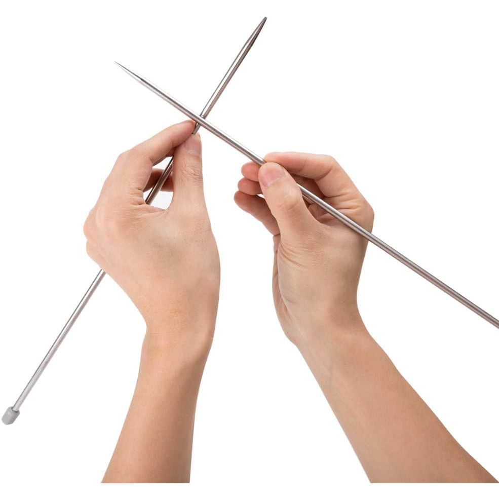 Buy now Knitting Needle Set, 22PCS 2mm(B)-8mm(L) Straight Single Pointed Stainless Steel Sweater Needles Set(11Pair-11 Size,9.8 inch) with Locking Stitch Makers Large-Eye Needles Measure Tape (36CM) at indiglob india