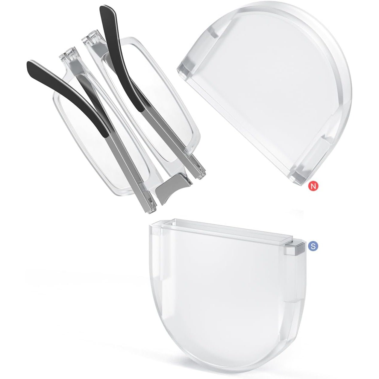 Buy now SKYOAK Evolved Folding Reading Glasses For Women Men Blue Light Blocking Anti UV Eyestrain Foldable Portable Compact Readers with Flat Hard Case Pocket Computer glasses 1.5 BLACK Smaller Size-clear+magnetic Case 2.25 x at indiglob india