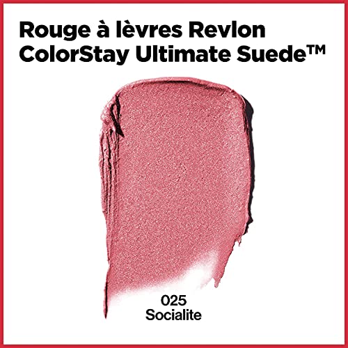 Buy now REVLON Lipstick, ColorStay Ultimate Suede Lipstick, High Impact Lip color with Moisturizing Creamy Formula, Infused with Vitamin E, 025 Socialite, 0.09 Oz at indiglob india