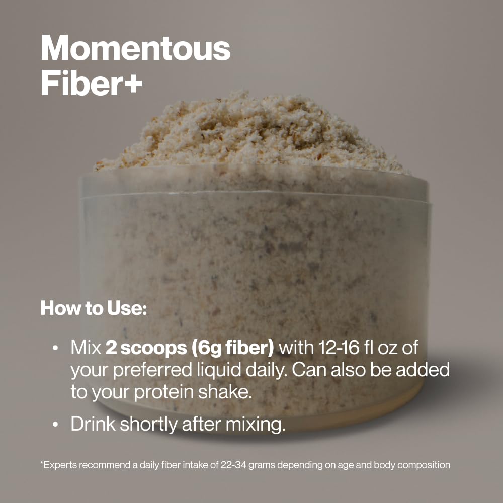 Momentous Fiber+, Psyllium Husk Powder, Multi-Source Blend, Pure Cinnamon | Supports Digestion, Nutrient Absorption, & Gut Health, NSF Certified for Sport, Non-GMO & Gluten-Free (30 Servings)