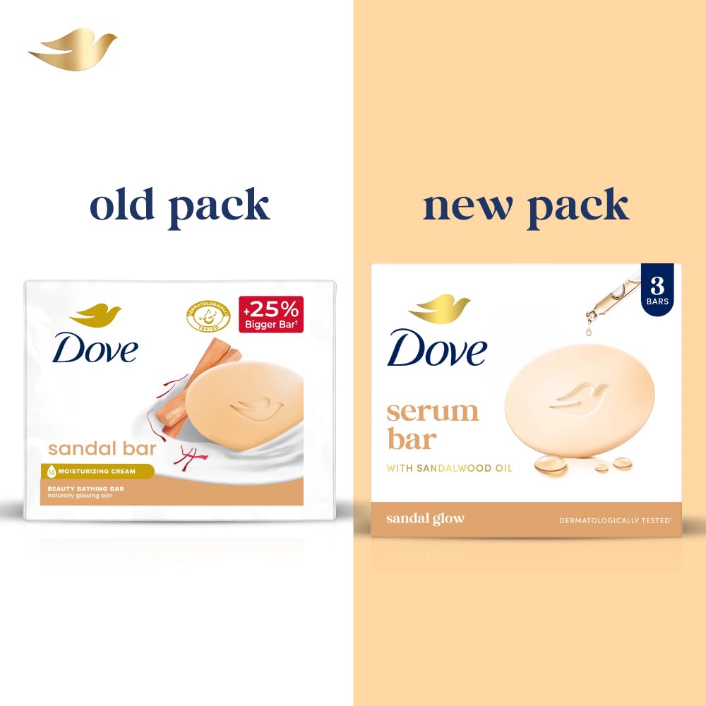 Dove Serum Bar | with Sandalwood Oil | Sandal Glow | 375g (125g x 3)