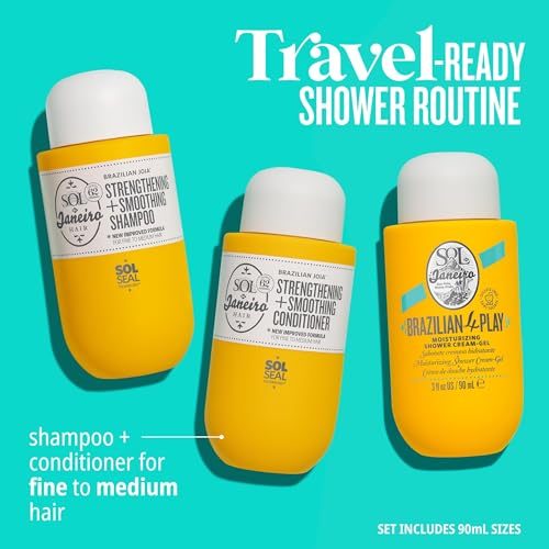 Buy now SOL DE JANEIRO Ultimate Shower Bundle | Travel Size Mini Brazilian Play Moisturizing Shower Cream Gel Body Wash + Brazilian Joia Damage Repairing Shampoo and Conditioner Set | Amazon Exclusive at indiglob india