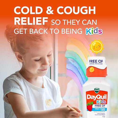 Buy now VICKS Kids DayQuil & NyQuil Cold & Cough Relief Liquid Co-Pack, Free of Artificial Dyes & Sugar, Multi-Symptom Relief of Cough, Sneezing, Runny Nose, Mucus, and Chest Congestion, for Ages 6+, 2x6oz at indiglob india