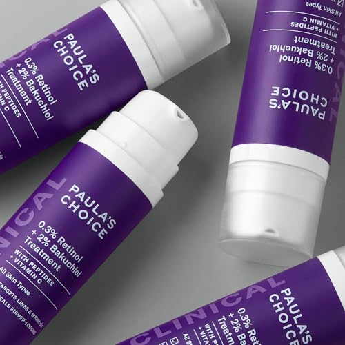Buy now Paula's Choice CLINICAL 0.3% Retinol + 2% Bakuchiol Face Serum Treatment, Anti-Aging Serum for Face with Ceramides, Hylauronic Acid, Vitamin C & E, Deep Wrinkles & Fine Lines, Fragrance-Free, 1 oz at indiglob india