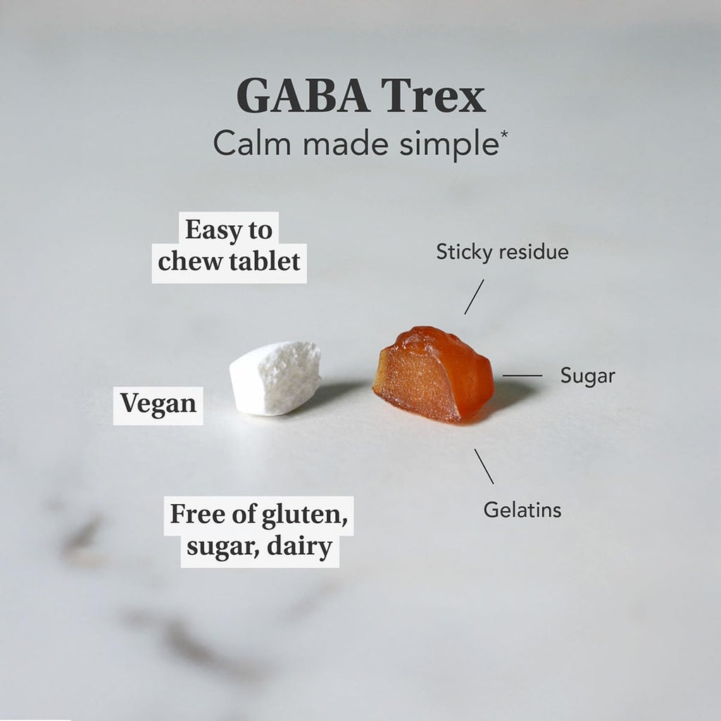 NeuroScience GABA Trex, Chewable Calm Aid Tablets, Grape Flavored, 60 Count | Promotes Rest, Relaxation & Stress Support, Sleep Aid, Mood & Serotonin Regulation, Men & Women, GABA & L-Theanine, Vegan
