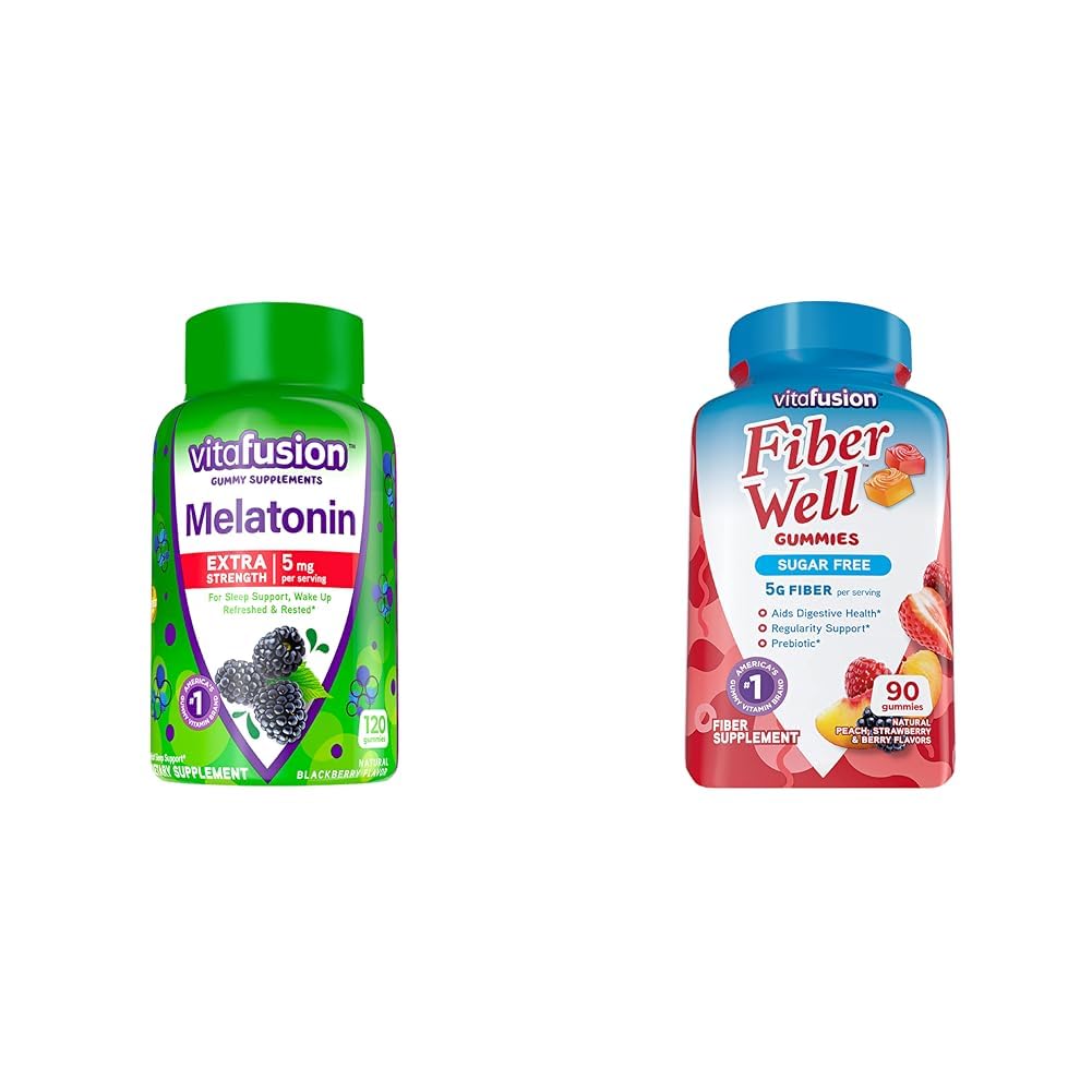 Vitafusion Melatonin Gummies | 5mg | 120 Count | Extra Strength Gummy | for Adult Women and Men | Blackberry Flavor | Gluten and Dairy-Free Supplement