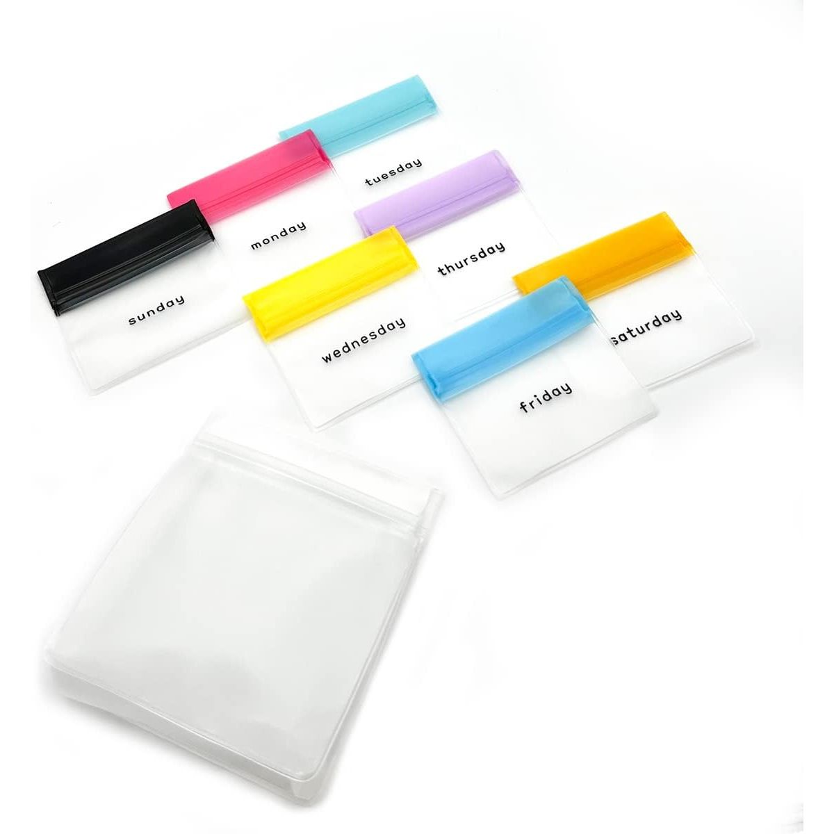 Buy now EZY DOSE Disposable Pill, Vitamin, and Medicine Organizer Pouches, Zippered Seal Bags, Pocket Sized and Travel Friendly, Easy to Use, 100 Count, BPA Free 7 Count (7-Day Set) Colored & Labeled at indiglob india