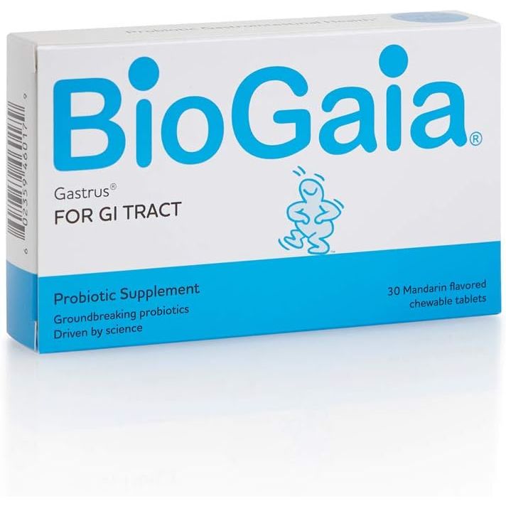 Buy now BioGaia Gastrus Gut Health Probiotic | Eases Abdominal Discomfort, Gas & Bloating | Promotes Regularity & a Healthy Gut | Contributes to a Balanced Microbiome | Backed by 30 Years of Research 30 Count (Pack of 2) Chewables at indiglob india