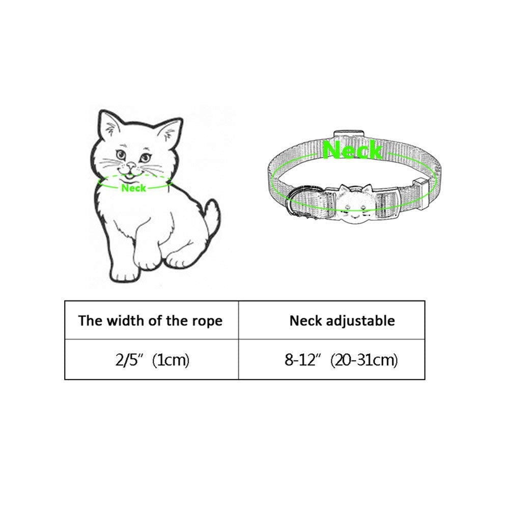 WFRLQ Cat Collar,Personalized Embroidered Nylon Cat ID Collars with Bell - Custom Text with Pet Name and Phone Number … (Cat Collar)