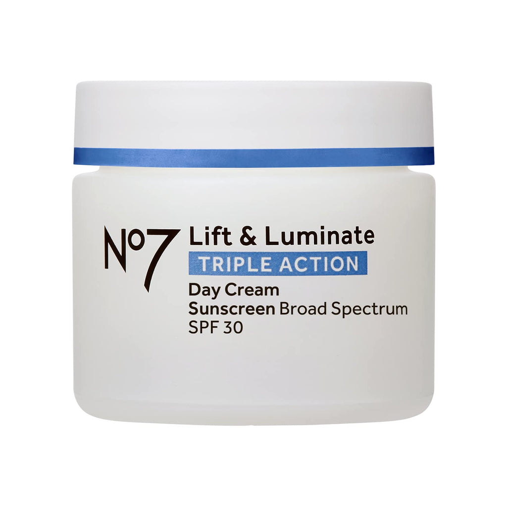 No7 Lift & Luminate Triple Action Face Cream with SPF 30, 1.69 oz | Fragrance Free Moisturizer, Anti Aging Collagen Peptides, Brightening Complex, Evens Skin Tone, Wrinkles Appear Reduced