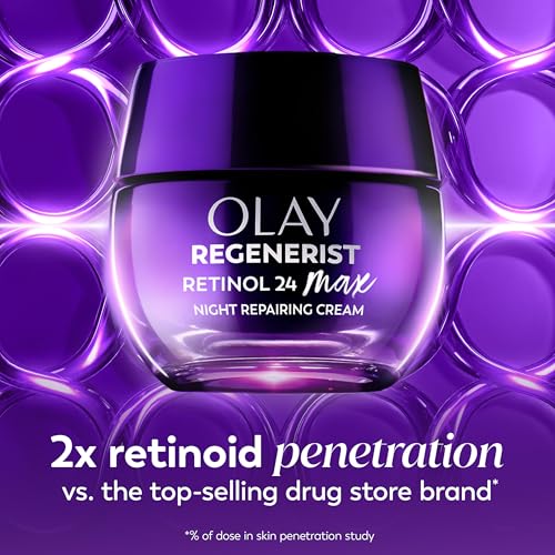 Buy now Olay Retinol Night Cream for Women, MAX, Anti-Aging Face Mousturizer, Fragrance-Free, Non Greasy - Anti-Wrinkle, Smooth Fine Lines, Hydrating Skin Care - Triple Collagen Cream, Niacinamide, 1.7oz at indiglob india