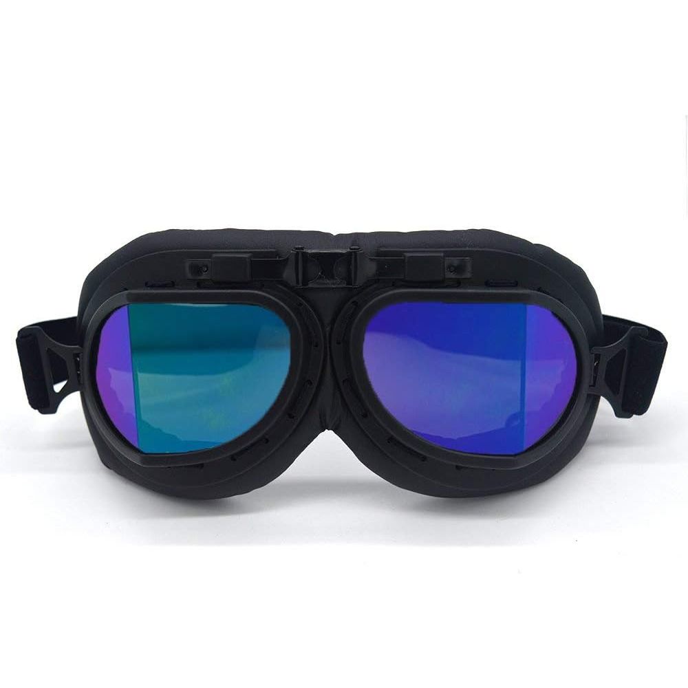 Buy now evomosa Motorcycle Goggles Vintage Pilot Style Cruiser Scooter Goggle Outdoor Sand Goggles Bike Racer Cruiser Touring Eyewear for Half Helmet Black Blue at indiglob india