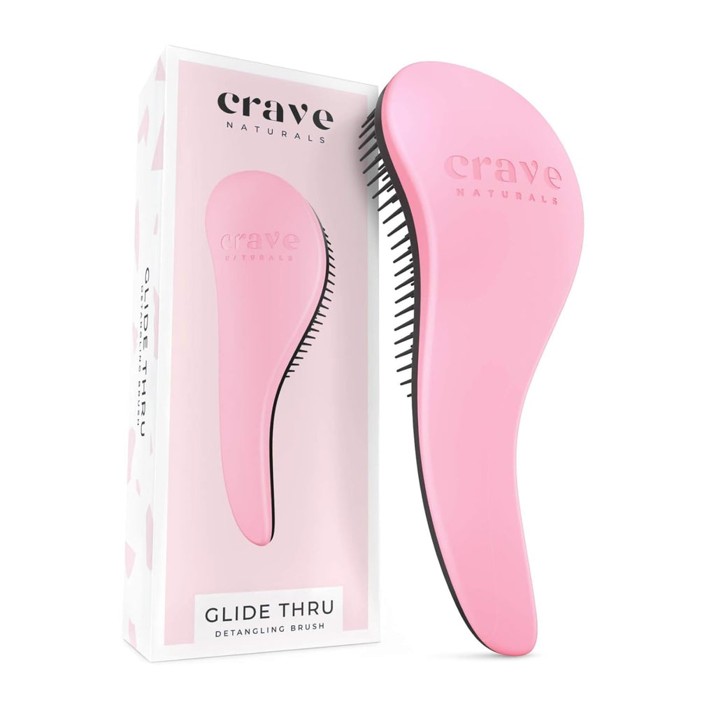 Buy now Crave Naturals Glide Thru Hair Brush - Detangler Brush for Curly, Straight, Wet or Dry Hair - Gentle Detangling Brushes for Adults, Kids, Toddlers - Hair Accessories for Women, 7.5x3" - Pink at indiglob india