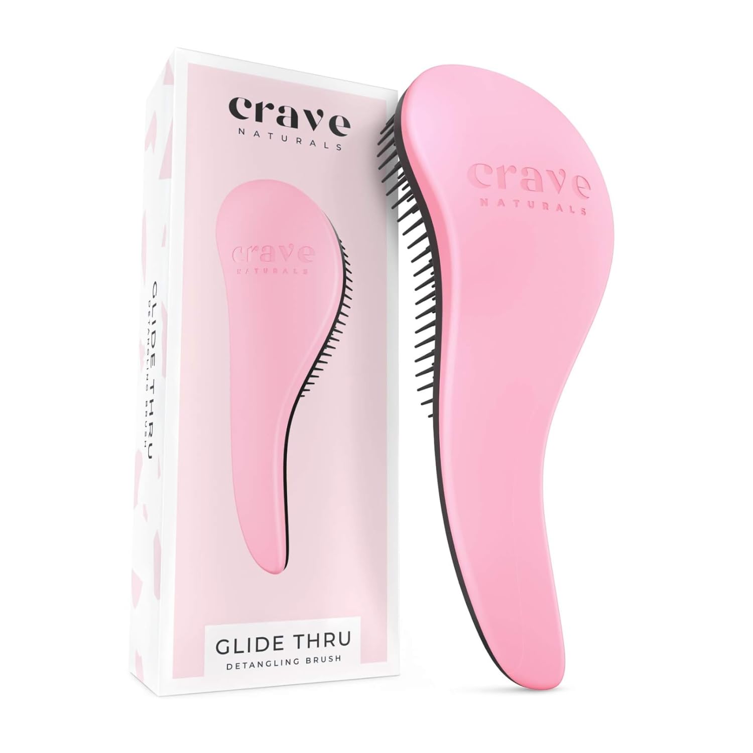 Buy now Crave Naturals Glide Thru Hair Brush - Detangler Brush for Curly, Straight, Wet or Dry Hair - Gentle Detangling Brushes for Adults, Kids, Toddlers - Hair Accessories for Women, 7.5x3" - Pink at indiglob india