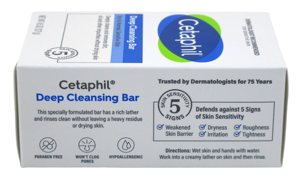 Buy now Cetaphil Bar Soap, Deep Cleansing Face and Body Bar, Pack of 6, For Dry to Normal, Sensitive Skin, Soap Free, Hypoallergenic, Paraben Free, Fragrance Free, Removes Makeup, Dirt and Oil at indiglob india