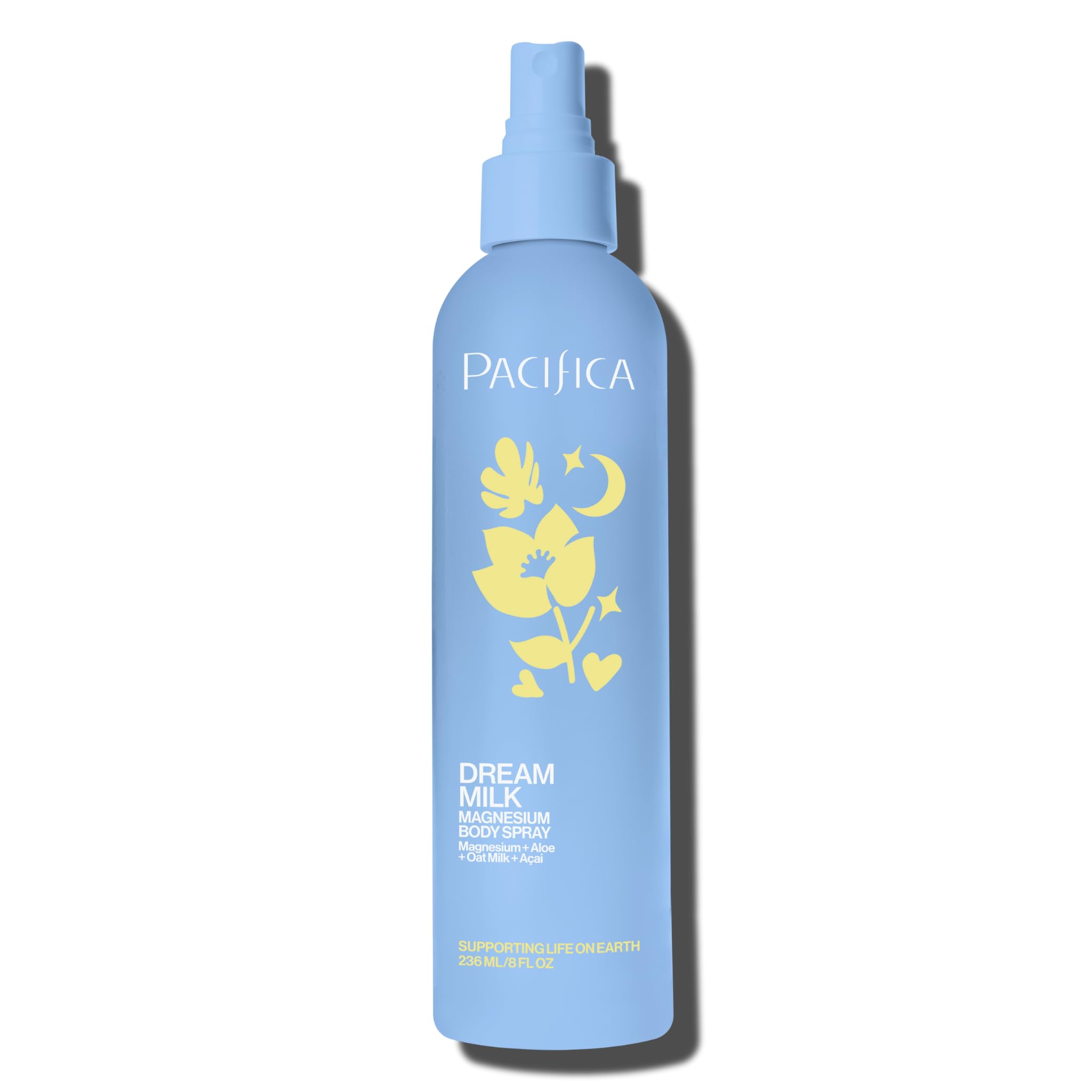 Pacifica Dream Milk Magnesium Spray for Sleep & Relaxation - Natural Magnesium Body Mist Infused with Lavender, Chamomile & Essential Oils, Vegan & Cruelty-Free, Clean Beauty, 8 fl oz