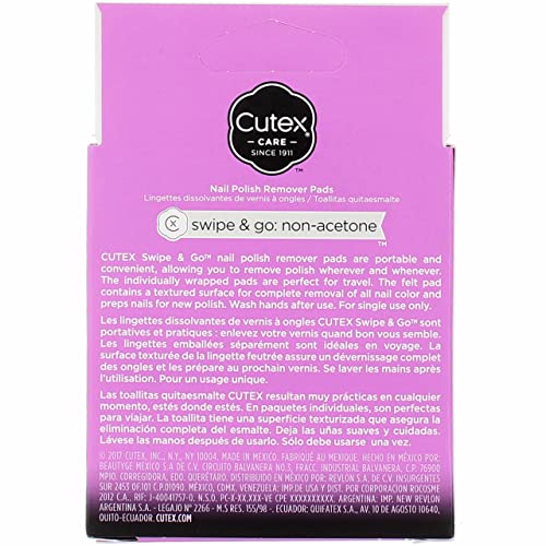 Buy now Cutex Care Swipe & Go Non-Acetone Nail Polish Remover Pads 10ct at indiglob india