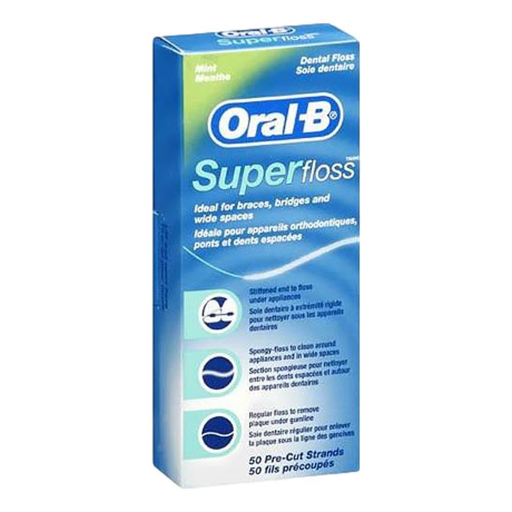 Buy now Oral-B Super Floss Mint Dental Floss Pre-Cut Strands 50 ea (Pack of 18) at indiglob india