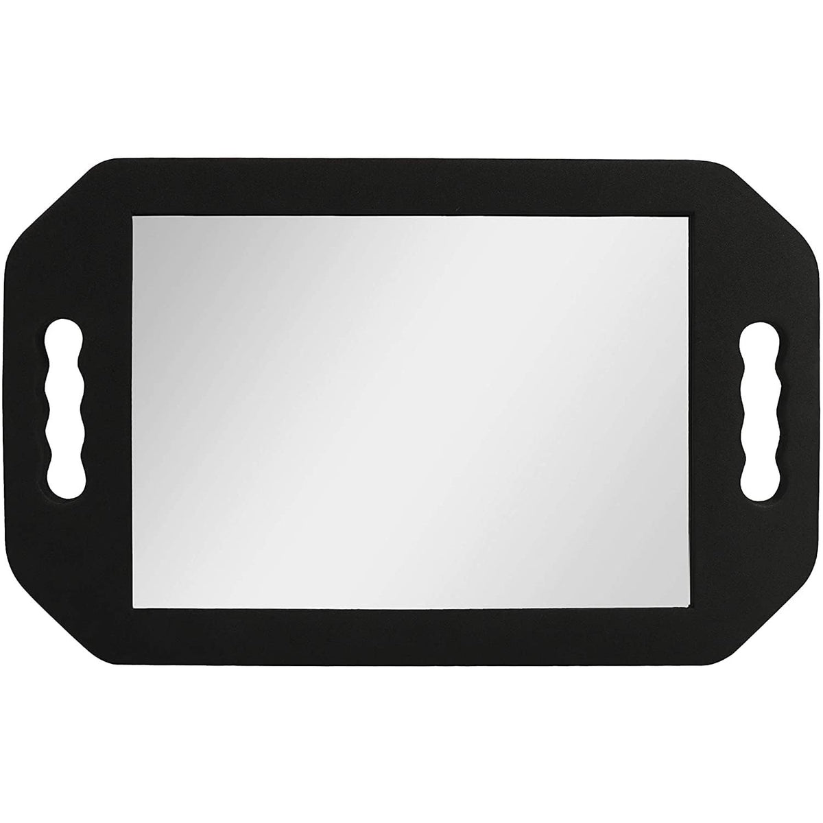 Hairdressing Foam Mirror with Double Handle - Black Handheld Lightweight Mirror for Barbers and Hair Salons - Back of Head Haircuts View Mirrors
