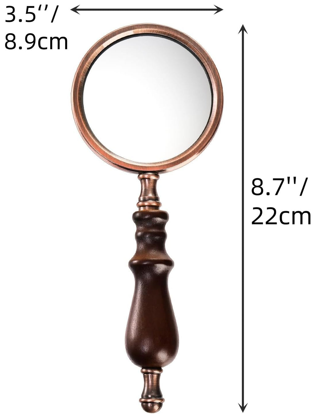 Hiceeden 10X Antique Magnifying Glass, Brass Handheld Magnifier with Wooden Handle, Decorative Reading Magnifying Lens, Vintage Gift for Elderly, Senior