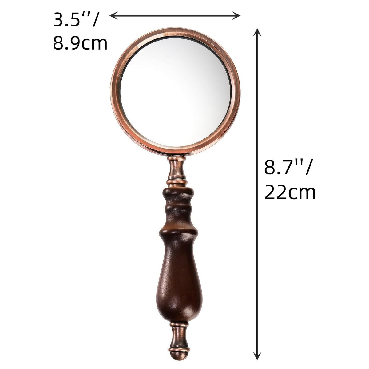 Hiceeden 10X Antique Magnifying Glass, Brass Handheld Magnifier with Wooden Handle, Decorative Reading Magnifying Lens, Vintage Gift for Elderly, Senior