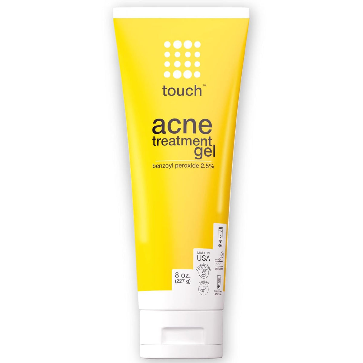 TOUCH 2.5% Benzoyl Peroxide Acne Gel for Face & Body, 8 oz