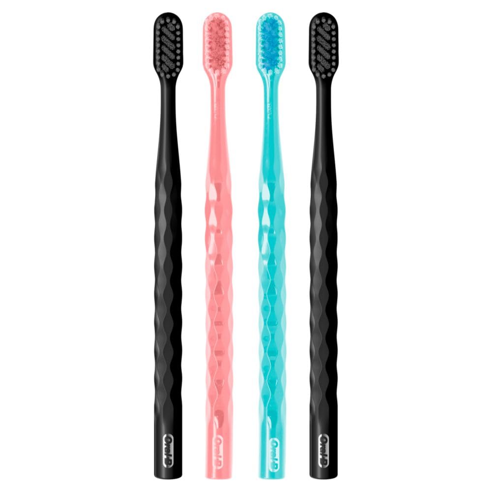 Buy now Oral-B 3D White Brilliance toothbrushes, 4 Count Toothbrush Extra Soft, Tough on Plaque, Gentle on Gums, whitening Tooth Brush at indiglob india